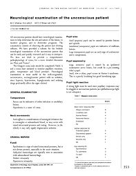 Pdf Neurological Examination Of The Unconscious Patient