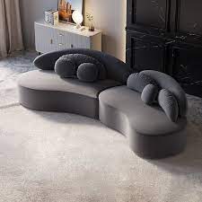Curved Velvet Sectional Modular Sofa