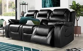 vancouver black leather 3 seater