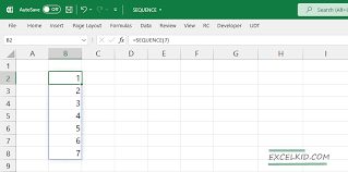 how to use the excel sequence function