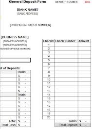 Bank Deposit Excel File Templates Business Names
