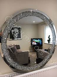 diamond crush sparkle round silver wall