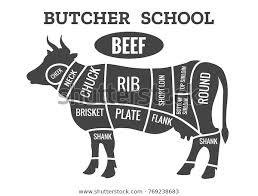 Cow Butcher Diagram Cutting Beef Meat Stock Vector Royalty