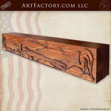 Hand Carved Salmon Fireplace Mantel