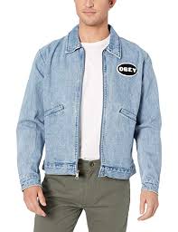 Amazon Com Obey Mens Release Denim Jacket Clothing