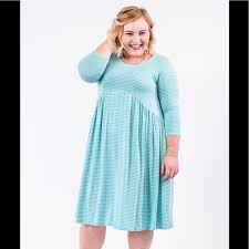 Plus Size Agnes Dora Mint Striped Oakley Dress Nwt