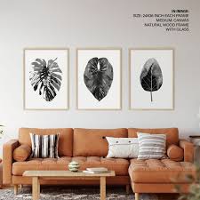 Monochrome Botanical Leaves Framed Wall