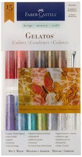 Faber Castell Metallic Gelato Gel Sticks 12 Colors Brush