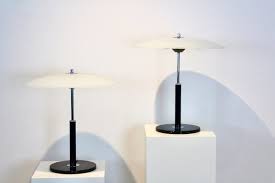 Steel And Milky Glass Table Lights From
