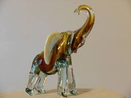 murano glass elephant caramel
