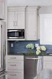 Linear Blue Glass Tile Backsplash