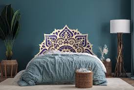 King Size Bed Headboard Wooden Mandala