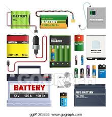 Vector Clipart - Set of batteries. primary cells power bank. vector. Vector  Illustration gg91023835 - GoGraph