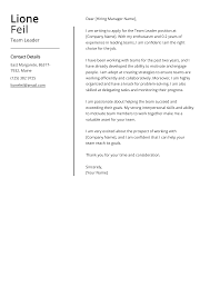 team leader cover letter exle free
