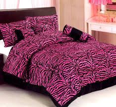 Black And Hot Pink Zebra Print Bed Set