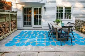 graphic painted concrete patio at