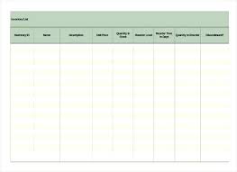 Free Excel Format Inventory List Template Stock Office