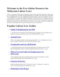(1) this act may be cited as the employment act 1955. Welcome To The Free Online Resource For Malaysian Labour Laws