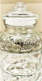 Vintage Cookie Jar Canister Clear Glass