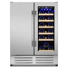velivi 24 in dual zone 20 wine bottles and 88 can built in and freestanding with french door beverage cooler in stainless steel silver