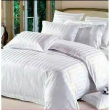 Cotton White Striped Duvet Bedsheet And