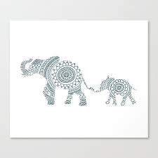 Head of elephant bright color stylized. Mama Elephant Walking Baby Elephant Circle Art Canvas Print By Mydastouch Society6