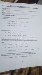Solved Balancing Chemical Equations