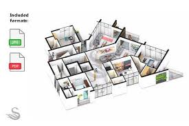 family apartment isometric floor plan