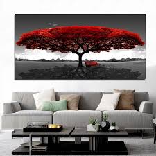 selflessly art modern red tree bench