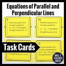 Perpendicular Lines Equations Task Cards