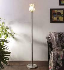 Torchiere Floor Lamps Crawler Multicolour Glass Shade Torchiere Floor Lamp With Steel Base By New Era Pepperfry