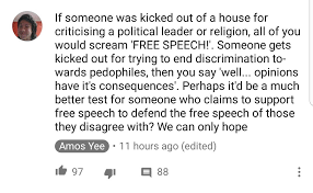 Freedom of speech amos double standards. Wild Geerters On Twitter The Latest From Amos Yee Is He S Getting Kicked Out Of The House He Lives In For His Support Of Pedophilia Because There S A Lot Of Foster Kids