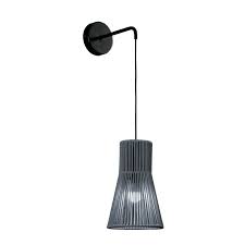 Black Hanging Wall Light With Grey Bell