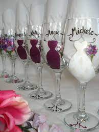 Wine Glasses Personalized Bridal Party