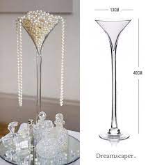 tall martini glass vase wedding decor