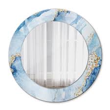Round Decorative Wall Mirror Blue