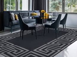 korhani home meander silver indoor area rug polyester in black k16187