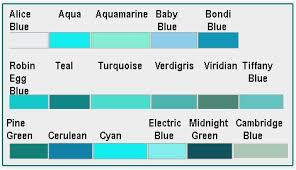 Aquamarine Color Chart Best Teal Vs Turquoise Vs Cyan Of