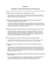 Checklist Faq About Patents Template Word Pdf By Business In A Box