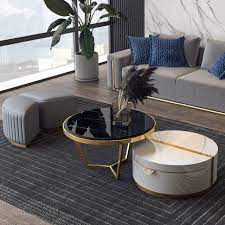 Ottomans Faux Marble Coffee Table