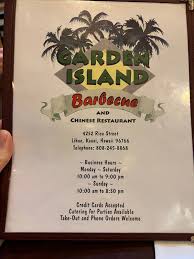 menu at garden island barbecue