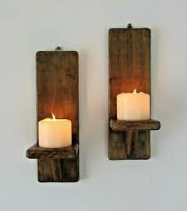 Pair Of 30cm Recycled Wood Wall Sconces