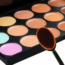 makeup palette with cosmetics oval