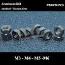 M3 M4 M5 M6 Aluminum Alloy Hexagon Nuts Anodized - Titanium Gray ...
