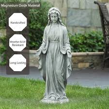 Gray Mgo Virgin Mary Garden Statue