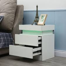 Yiyibyus 2 Drawer White Bedside Table
