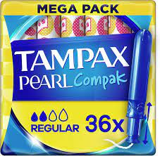 Tampax Compak Pearl Regular Tampons, 36 ...