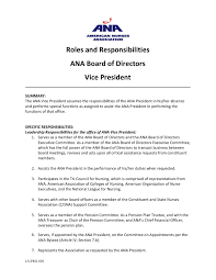 Chief financial officer or vice president finance or vice presid. Roles And Responsibilities Ana Board Of Directors Vice Pages 1 3 Flip Pdf Download Fliphtml5