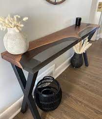 Resin Console Table Black Steel