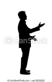 Geschäftsmann, jemand, silhouette, sprechende. Voll, jemand, sprechen,  koerper, gesturing, er, mögen, silhouette, | CanStock